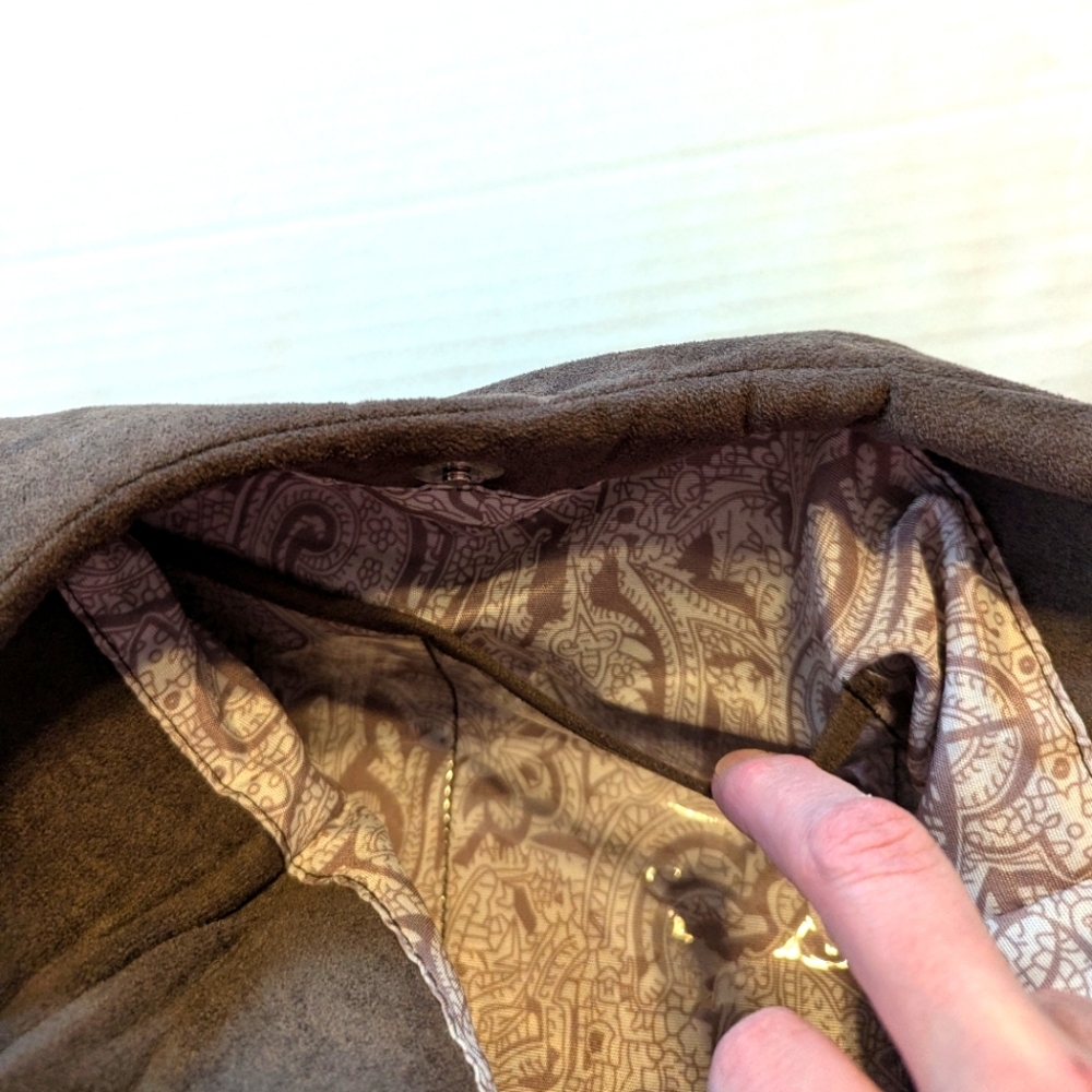 Suede Shoulder Hobo Bag - Brown - Picture 5 of 8